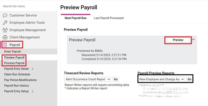 Payroll Preview