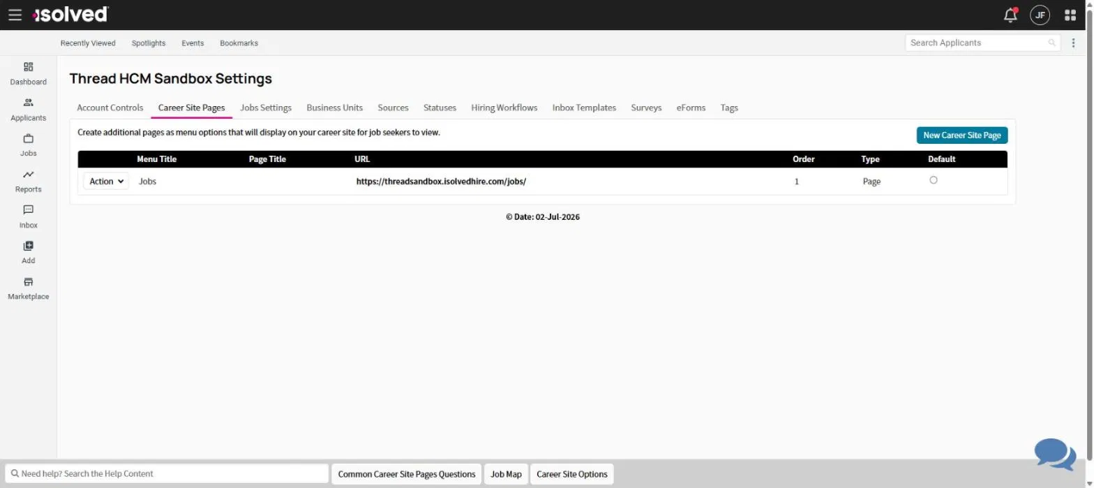 Settings tab bar