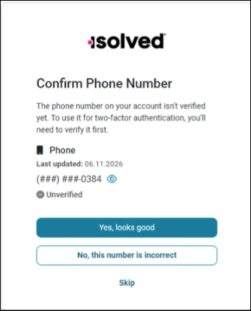 Phone number verification prompt